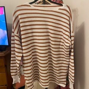 PacSun Brown and White Striped Knit Top